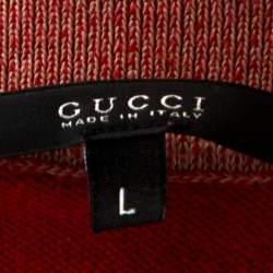 Gucci Red Knit Washed Out Effect Polo T-Shirt L
