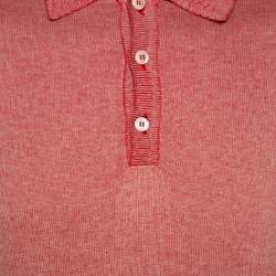 Gucci Red Knit Washed Out Effect Polo T-Shirt L