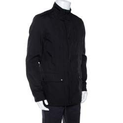 Gucci Black Cotton Blend Zip Front Coat M