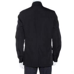 Gucci Black Cotton Blend Zip Front Coat M