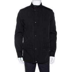 Gucci Black Cotton Blend Zip Front Coat M