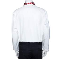 Pre Owned قميص غوتشي "دوك" بياقة مطرزة ثعبان قطن أبيض مقاس كبير جداً جداً جداً جداً (4 اكس لارج)