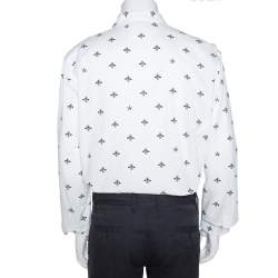 Pre Owned Gucci White Bee & Star Print Cotton Long Sleeve Duke Shirt 4XL