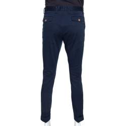 Gucci Navy Blue Stretch Cotton Slim Fit Riding Pants M