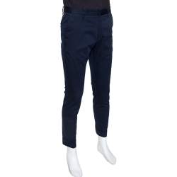 Gucci Navy Blue Stretch Cotton Slim Fit Riding Pants M
