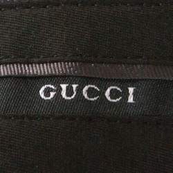 Gucci Navy Blue Textured Silk Wool Tailored Pants XL