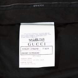 Gucci Navy Blue Textured Silk Wool Tailored Pants XL