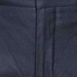Gucci Navy Blue Textured Silk Wool Tailored Pants XL