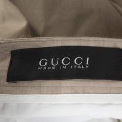 Pre Owned بنطلون غوتشي رايدينغ قصه مجسمة قطن مرن بيج مقاس كبير (لارج)