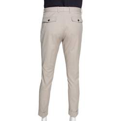 Pre Owned بنطلون غوتشي رايدينغ قصه مجسمة قطن مرن بيج مقاس كبير (لارج)