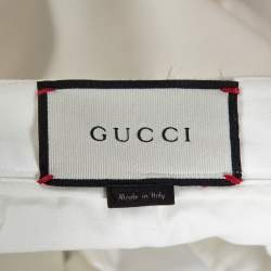 Gucci White Stretch Cotton Slim Fit Riding Pants L
