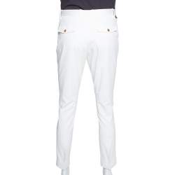Gucci White Stretch Cotton Slim Fit Riding Pants L