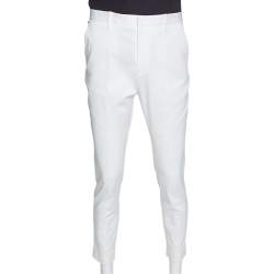 Gucci White Stretch Cotton Slim Fit Riding Pants L
