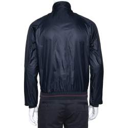 Gucci Navy Blue Nylon Zip Front Bomber Jacket M