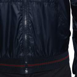 Gucci Navy Blue Nylon Zip Front Bomber Jacket M