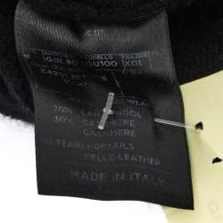 Pre Owned سويتر غوتشي رقبة بتصميم حرف في تفاصيل رقعة جلد صوف كشمير أسود M