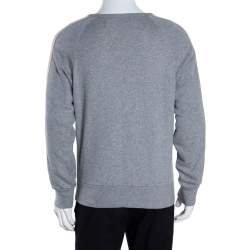 مملوكة مسبقًا Gucci Grey Cotton Logo Tape Detail Sweatshirt S