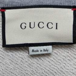 مملوكة مسبقًا Gucci Grey Cotton Logo Tape Detail Sweatshirt S