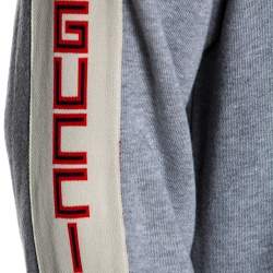 مملوكة مسبقًا Gucci Grey Cotton Logo Tape Detail Sweatshirt S