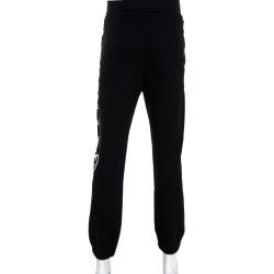 Gucci Black Logo Print Jersey Jogger Pants M