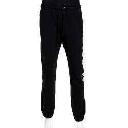 Gucci Black Logo Print Jersey Jogger Pants M