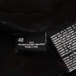 مملوكة مسبقًا Gucci White Leather Rib Knit Trim Bomber Jacket M