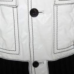 مملوكة مسبقًا Gucci White Leather Rib Knit Trim Bomber Jacket M