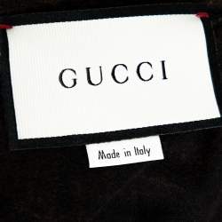 مملوكة مسبقًا Gucci Charcoal Grey Washed Out Effect Cotton Love Wildcat Embroidered T Shirt S