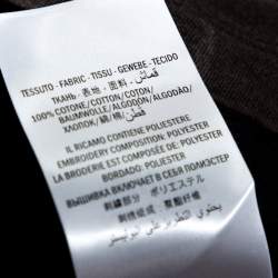 مملوكة مسبقًا Gucci Charcoal Grey Washed Out Effect Cotton Love Wildcat Embroidered T Shirt S