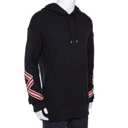 مملوكة مسبقًا سويتشيرت غوتشي هودي ممزق قطن مطرز زهور أسود L