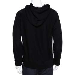 Pre Owned Gucci Black Vintage Logo Print Cotton Hooded Sweatshirt M