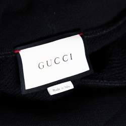 Pre Owned Gucci Black Vintage Logo Print Cotton Hooded Sweatshirt M
