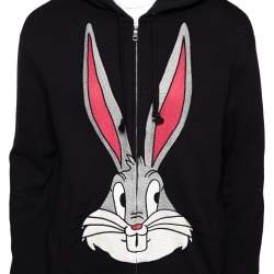 مملوكة مسبقًا سويتشيرت غوتشي سحاب علوي قطن تطريز بغز باني سوداء M