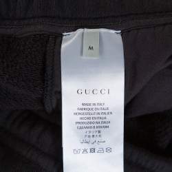 Gucci Black Knit Contrast Vertical Logo Print Track Pants M
