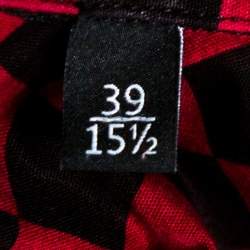 Gucci Red & Black Checkered Cotton Long Sleeve Slim Fit Shirt M 