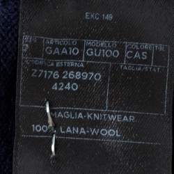 Gucci Navy Blue Wool Hysteria Crest V-Neck Sweater M