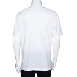 Gucci White Cotton Washed Out Logo Print T Shirt M