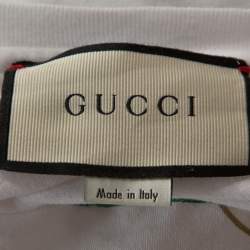 Gucci White Cotton Washed Out Logo Print T Shirt M