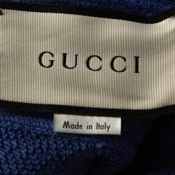 Gucci Blue Washed Out Effect Cotton Knit Interlocking GG Print Hoodie M