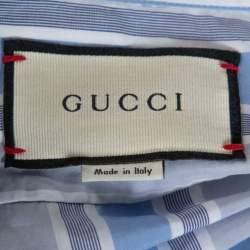 Gucci Blue Striped Cotton Oversized Half Placket Shirt S