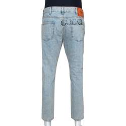 Gucci Pale Blue Heavy Washed Denim Slim Fit Jeans XL
