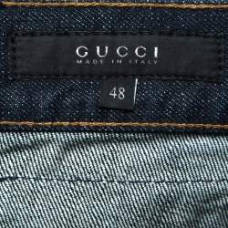 Gucci Navy Blue Dark Wash Denim Straight Fit Jeans M