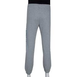 Pre Owned Gucci Grey Logo Print Cotton Jogger Pants M