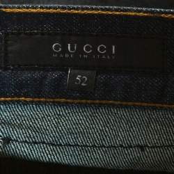 Pre Owned Gucci Navy Blue Dark Wash Denim Straight Fit Jeans XL