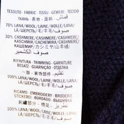 Gucci Navy Blue Cashmere Wool Logo Embroidered Roll Neck Sweater M
