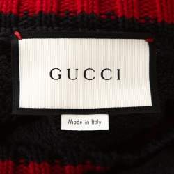 Pre Owned Gucci Black Cotton Jersey Web Detail Hooded Sweatshirt L