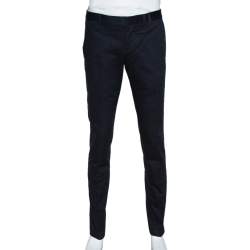 Gucci Navy Blue Cotton Tailored Regular Fit Trousers M
