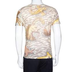 Gucci Cream Sea Map Print Linen Crew Neck T-Shirt S