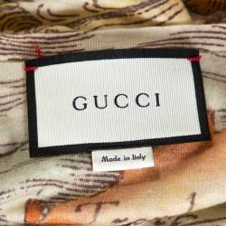 Gucci Cream Sea Map Print Linen Crew Neck T-Shirt S