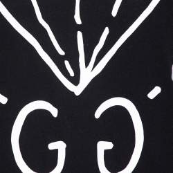 مملوكة مسبقًا تي شيرت غوتشي قطن أسود برقبة مستديرة مقاس صغير - سمول